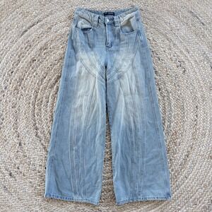 Finesse Y2K Baggy Jeans Womens S Waist 27 Hip 37 Wide Leg 90s Light Wash